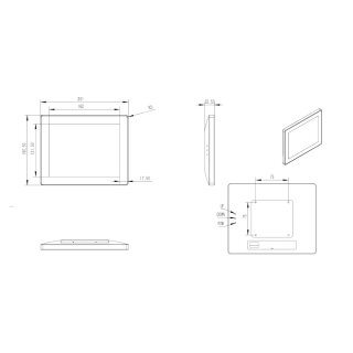 JD080UG, 8&quot; Rahmenloser LCD Monitor, USB, ohne Touch, mit Standfu&szlig;, VESA 75x75, schwarz